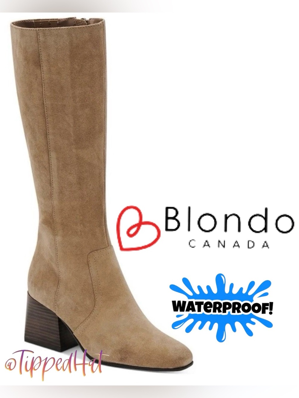 Blondo Tessa Waterproof Taupe Suede Knee High Boots 7.5 NWOB